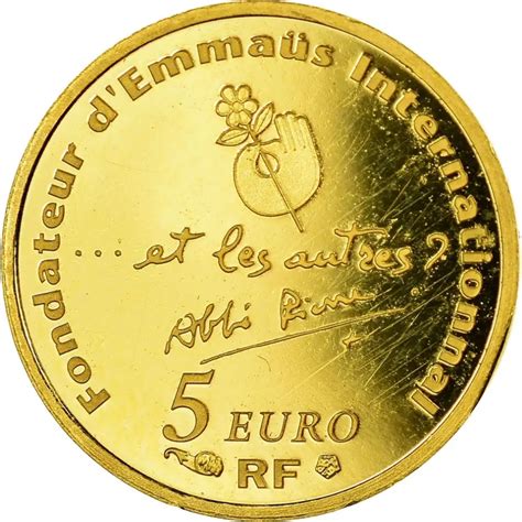 France 5 Euro Gold Coin 100th Anniversary of the Birth of Abbé Pierre