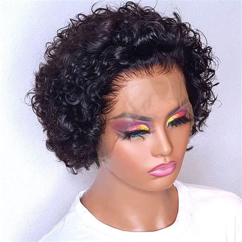 Czrleaty Pixie Cut Wig Human Hair Short Curly Lace Front Wigs Human