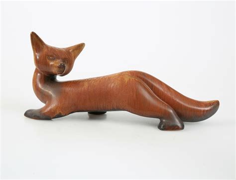 GUNNAR NYLUND Figurine stoneware Fox monogram signed GN Rörstrand