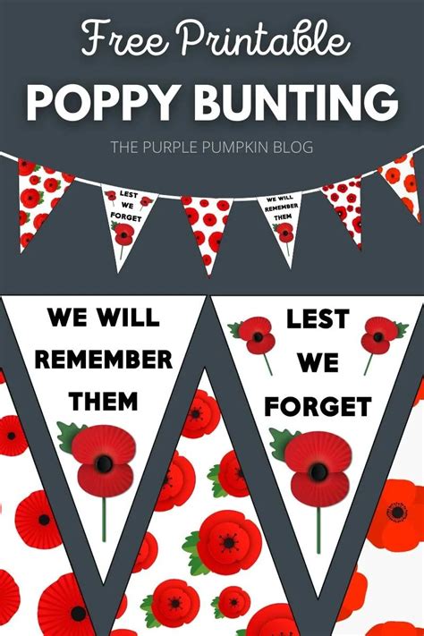 Free Printable Poppy Bunting for Remembrance Day (Poppy Day)