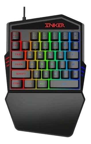 Teclado De Una Mano Gamer Inker K Color Negro Con Luz Rainbow