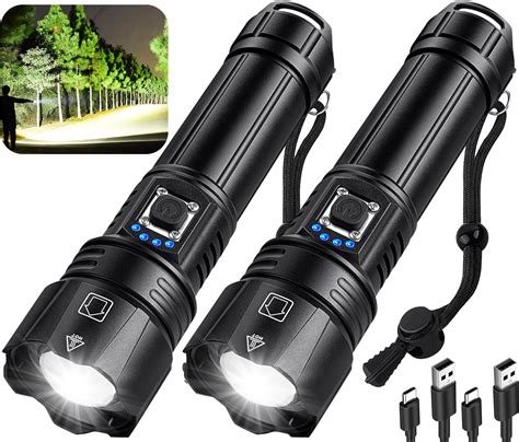 Rechargeable Flashlights High Lumens 2 Pack 990000 Lumen Super Bright