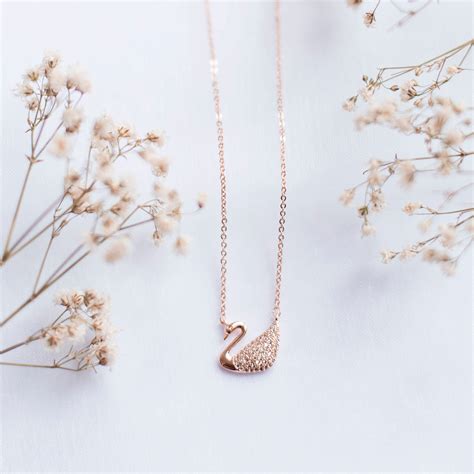 Swan Necklace Rose Gold Plated Swan Necklace Swan Pendant Etsy UK