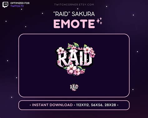 Raid Twitch Emote Text Raid Emote Kawaii Raid Text Emote Sakura Raid