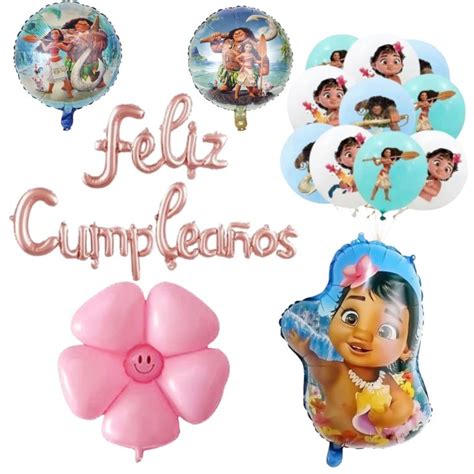 Set Globos Aluminio Globos L Tex Feliz Cumplea Os Moana Tu