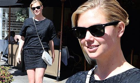 Kate Upton Shows Off Her Pale Lean Legs In Short Black Dress In La