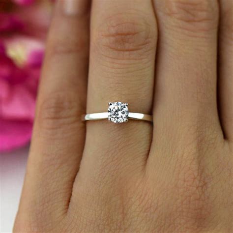 Three Ct CZ Solitaire Engagement Ring Sterling Silver Whi Jewelry