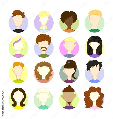 Set 16 freehand drawing vector images of people's heads. International ...