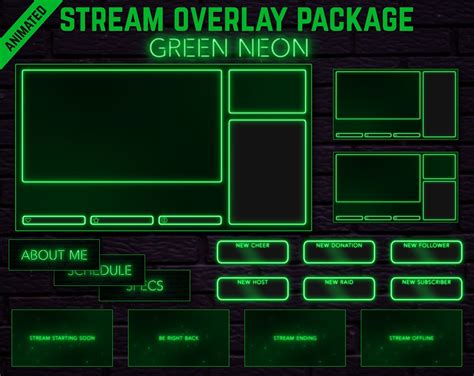 Green Neon Twitch Overlay Package Minimal Lime Green Neon Twitch Theme