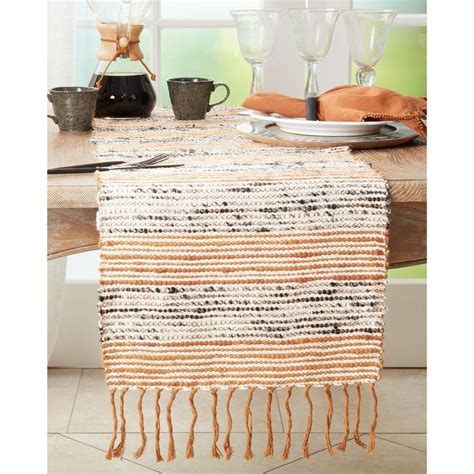 Saro Lifestyle Table Runner With Stripe Design 16x72 Orange