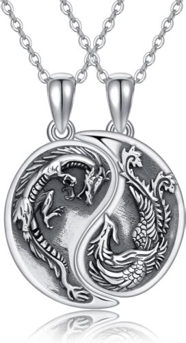 Yin Yang Dragon Pendant Necklace 925 Sterling Silver Gifts For 2