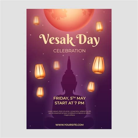 Modelo De Cartaz Vertical Vesak Realista Vetor Premium