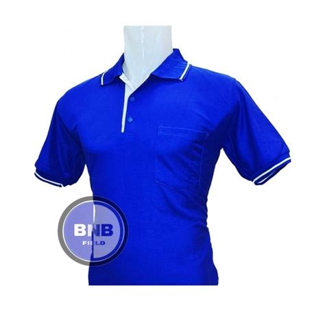 Jual Kaos Kerah Murah Biru Benhur Lis Putih Polosan Siap Bordir Untuk