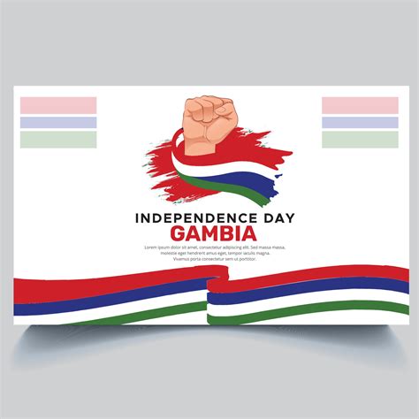 Happy Gambia independence Day Banner and hand flag design 49477911