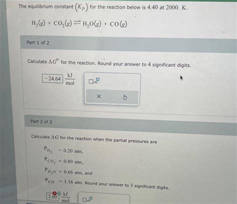 Solved The Equilibrium Constant KP For The Reaction Below Chegg