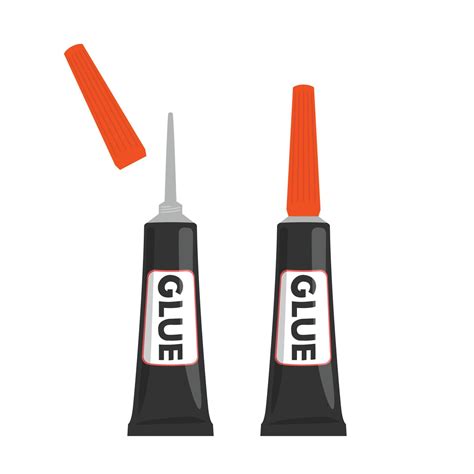 Open Close The Lid Black Tube All Purpose Adhesive Super Hot Glue Vector Illustration