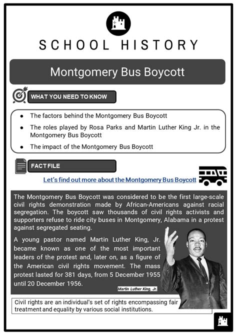 Montgomery Bus Boycott Facts, Worksheets, Rosa Parks & Impact