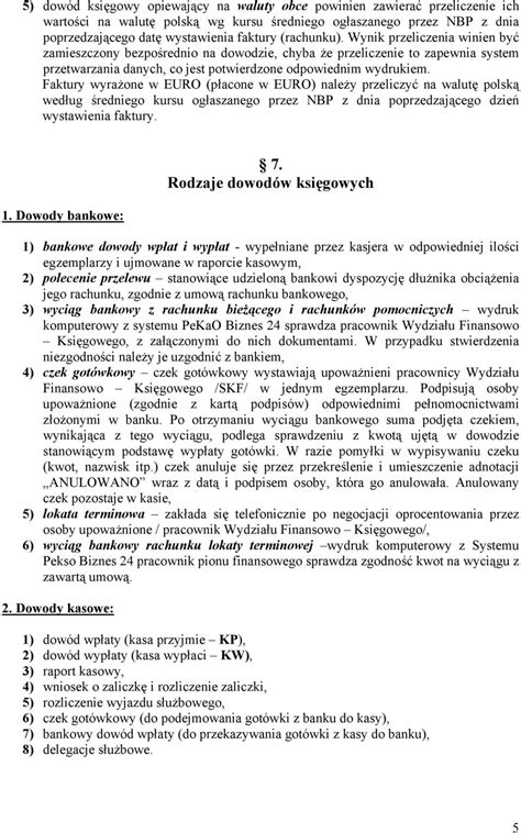 INSTRUKCJA OBIEGU I KONTROLI DOKUMENTÓW dowodów księgowych PDF