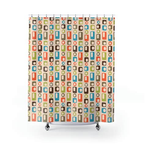 Mid Century Modern Atomic Starburst Shower Curtain For Retro Bathroom