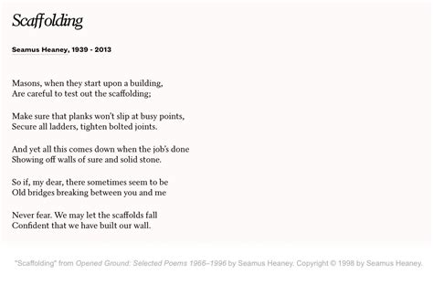 Scaffolding By Seamus Heaney Words Seamus Heaney Scaffolding