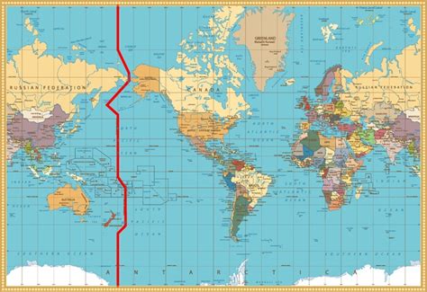 International Date Line On A World Map