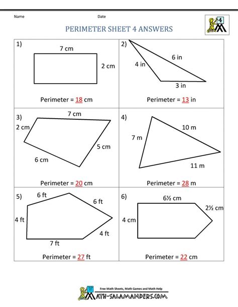 Find Missing Side When Given Perimeter Worksheets