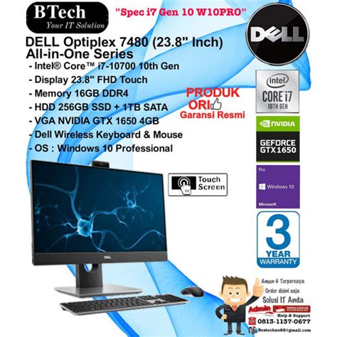 Jual DELL Optiplex AIO 7480 Core I7 10700 16GB 256GB 1TB VGA 4GB W10PRO