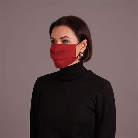 Pure Linen Face Mask Reusable Burgundy Shop With Veta