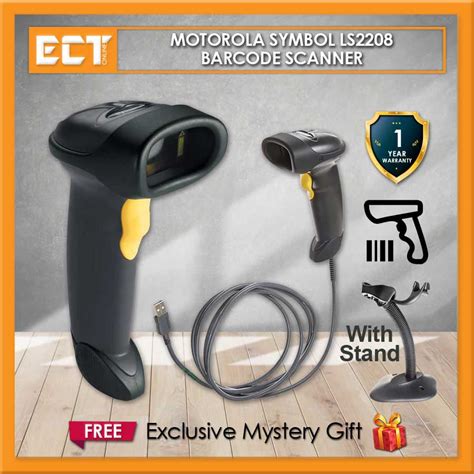 Motorola Symbol Ls2208 Barcode Scanner With Auto Scan Black Stand Included