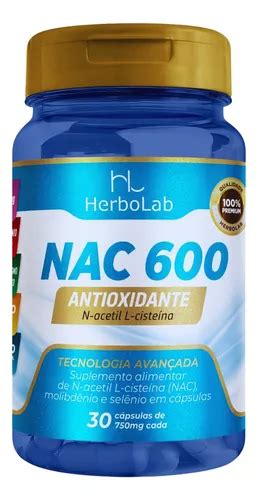 N Acetilcisteína L Cisteína 600mg 30 Cápsulas Nac Sabor Neutro