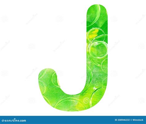 Capital Letter J Made Of Yellow Green Abstract Background Isolated On