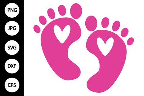 Baby Footprint Silhouette With Heart Svg Graphic By Mydigitalart