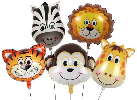 DUŻE BALONY FOLIOWE SAFARI ZWIERZĘTA ZOO LEW ZEBRA NA URODZINY ROCZEK