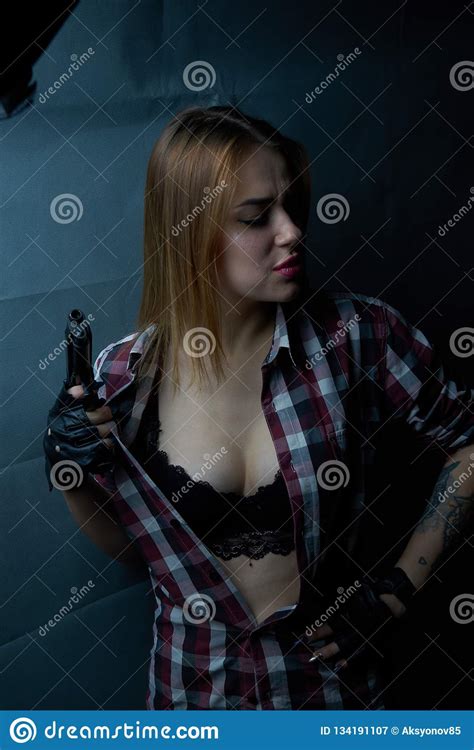 Blonde With A Rifle Gun Stock Image Image Of Army Beautiful