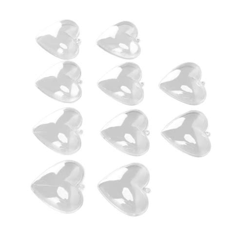 5pcs Boules Transparentes à Remplir en Plastique en Forme de Cœur pour