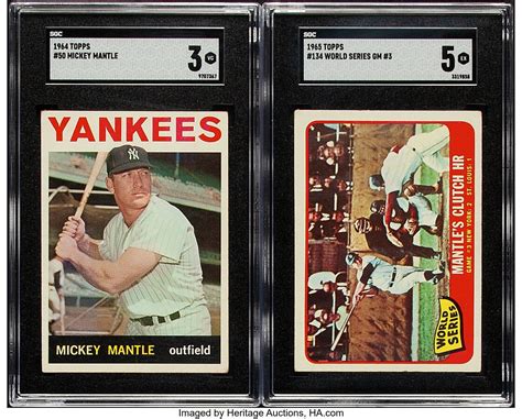 1964 1965 Topps Mickey Mantle Sgc Graded Pair 2 Total 2 Lot