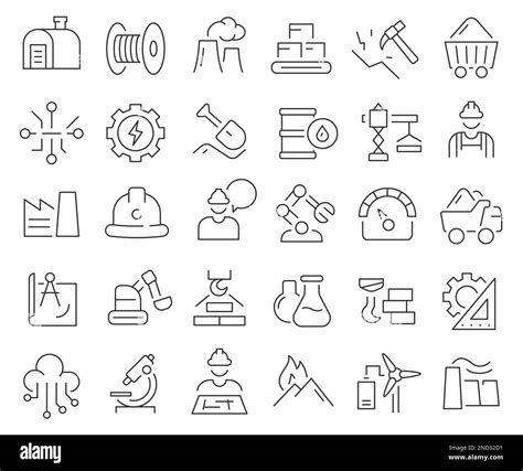 Industrial And Engineering Line Icons Collection Thin Outline Icons