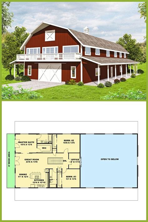 3 Bedroom 2 Story Barn Style House With Boat Storage Floor Plan