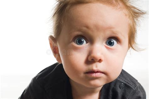 Baby With Big Blue Eyes Stock Photo Image Of Grey Little 17852902