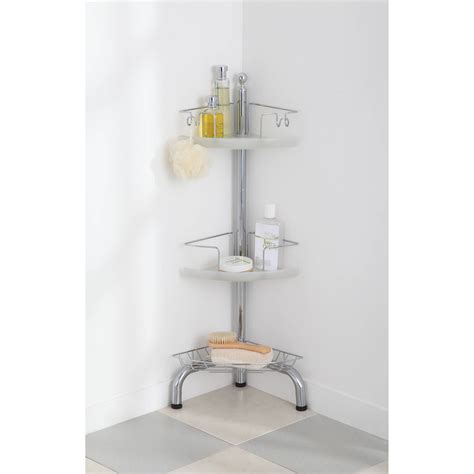 3 Tier Corner Shower Caddy Adjustable Bathroom Floor Triangle Space