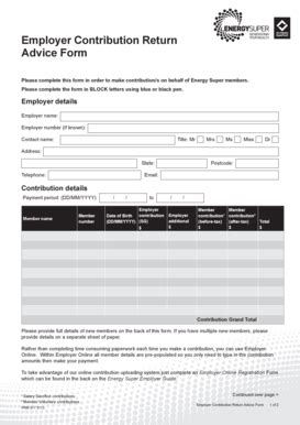 Fillable Online Energysuper Employer Contribution Return