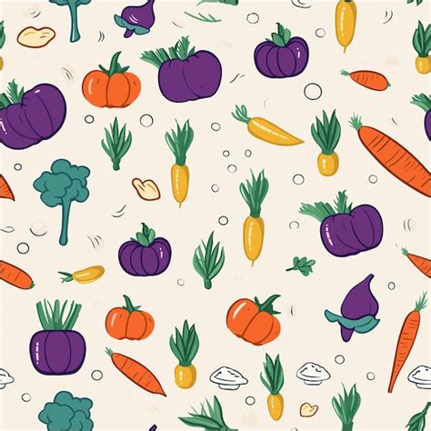 El patrón de la ilustración de las verduras Vector Premium