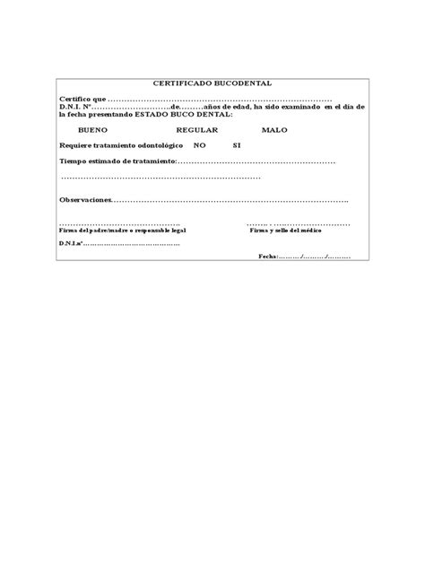 Certificado Bucodental Pdf