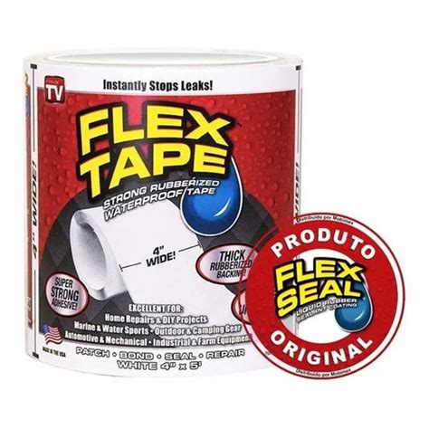 Fita Adesiva Flex Tape Reparo Cola Tudo Piscina branca em Promoção