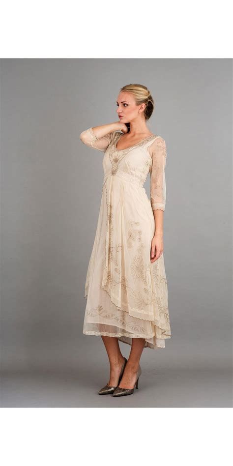 Nataya 40163 Downton Abbey Tea Party Gown In Pearl