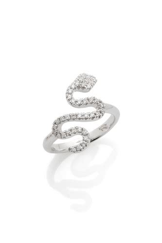 Anello Serpente In Oro Bianco E Diamanti Bianchi Voga Gioielli