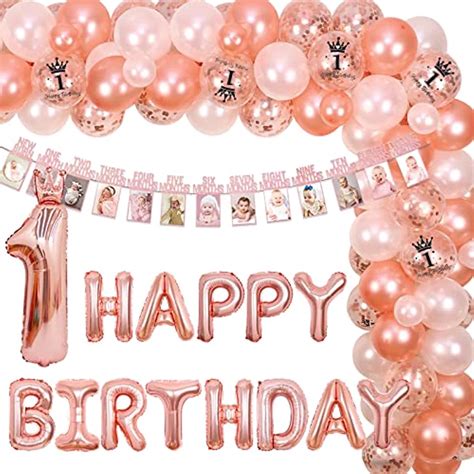 Joymemo Girls St Birthday Decorations Rose Gold Balloon Arch Garland