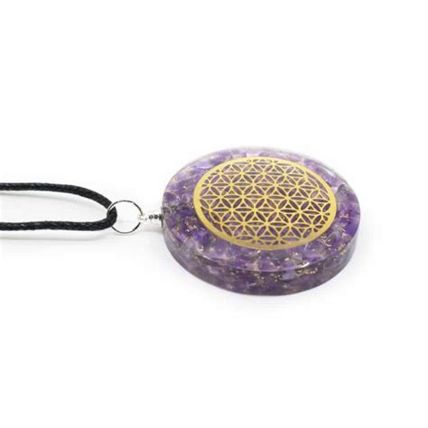 Pendentif Orgonite Am Thyste Fleur De La Vie Rond Zenvol Vente En