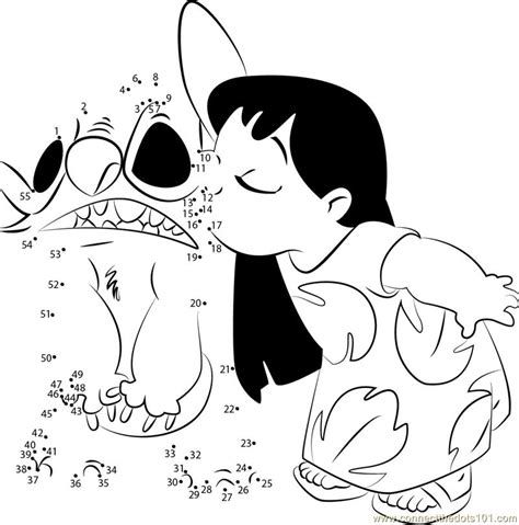 Lilo And Stitch Love Dot To Dot Printable Worksheet Connect The Dots 62b