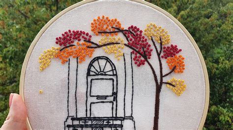 Pdf Patternvideo Tutorial Autumn Tree Hand Embroidery Etsy